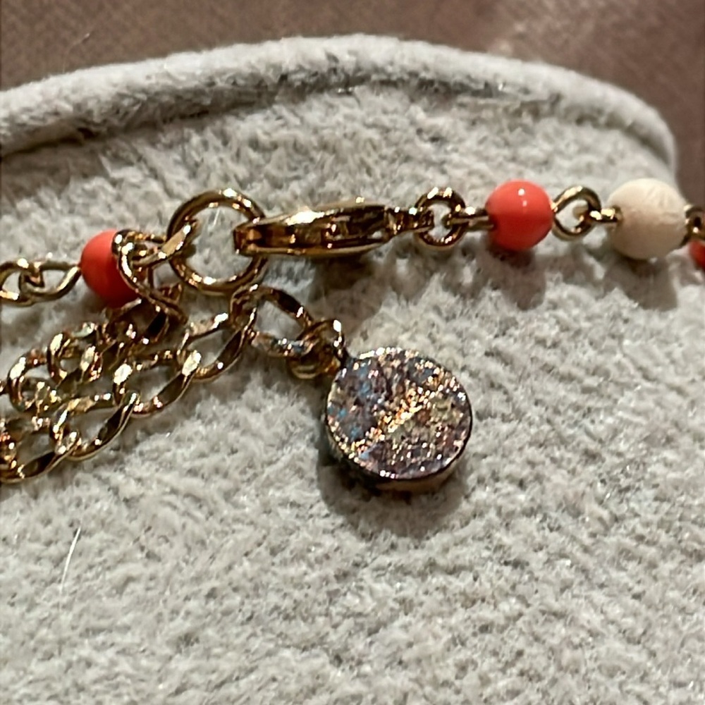 Vintage Givenchy Gold and Coral Beaded Necklace Help Rescue Me - Picture 3 of 9